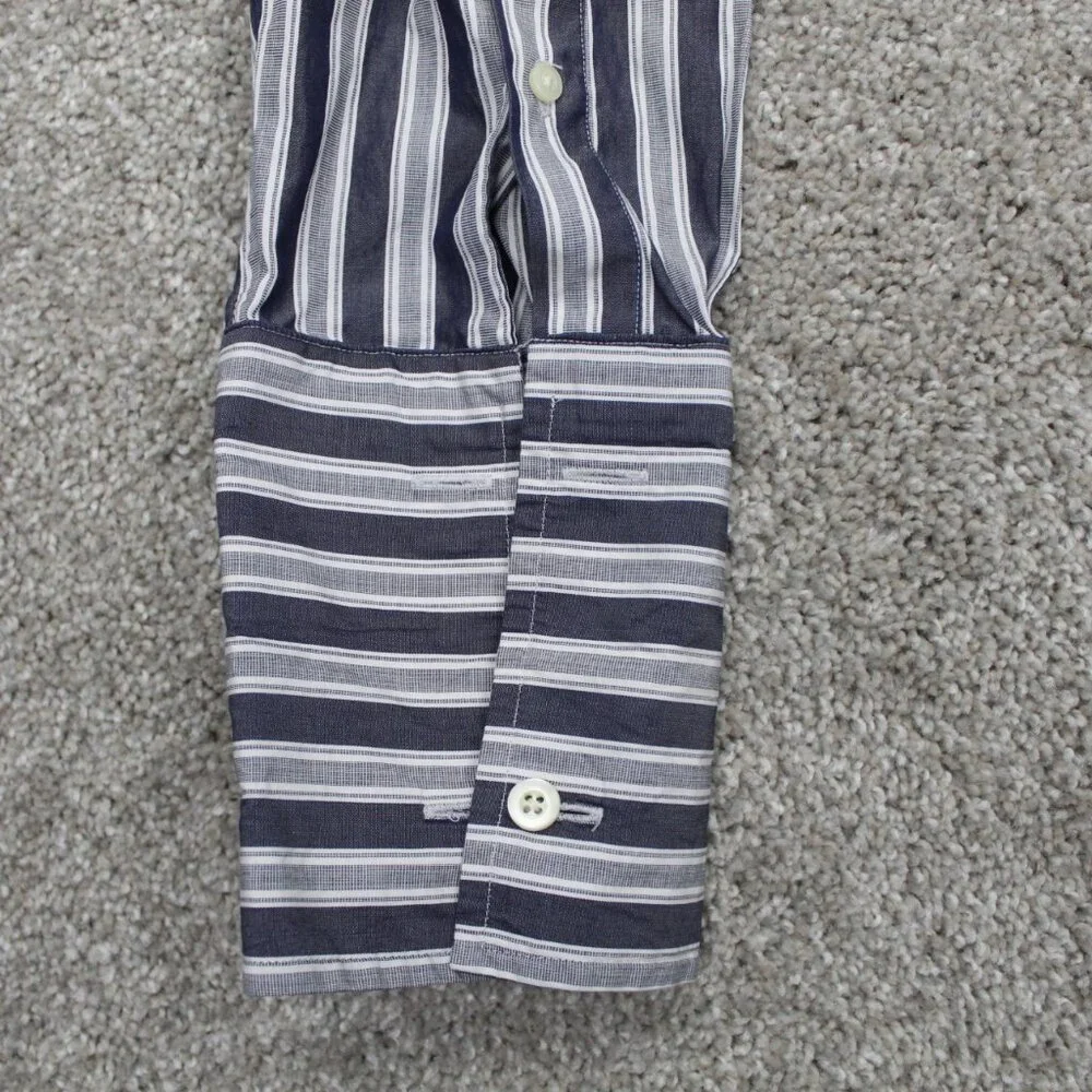 Banana Republic Shirt Mens Large Blue/Gray Slim Fit Albini Italian Fabric Cotton